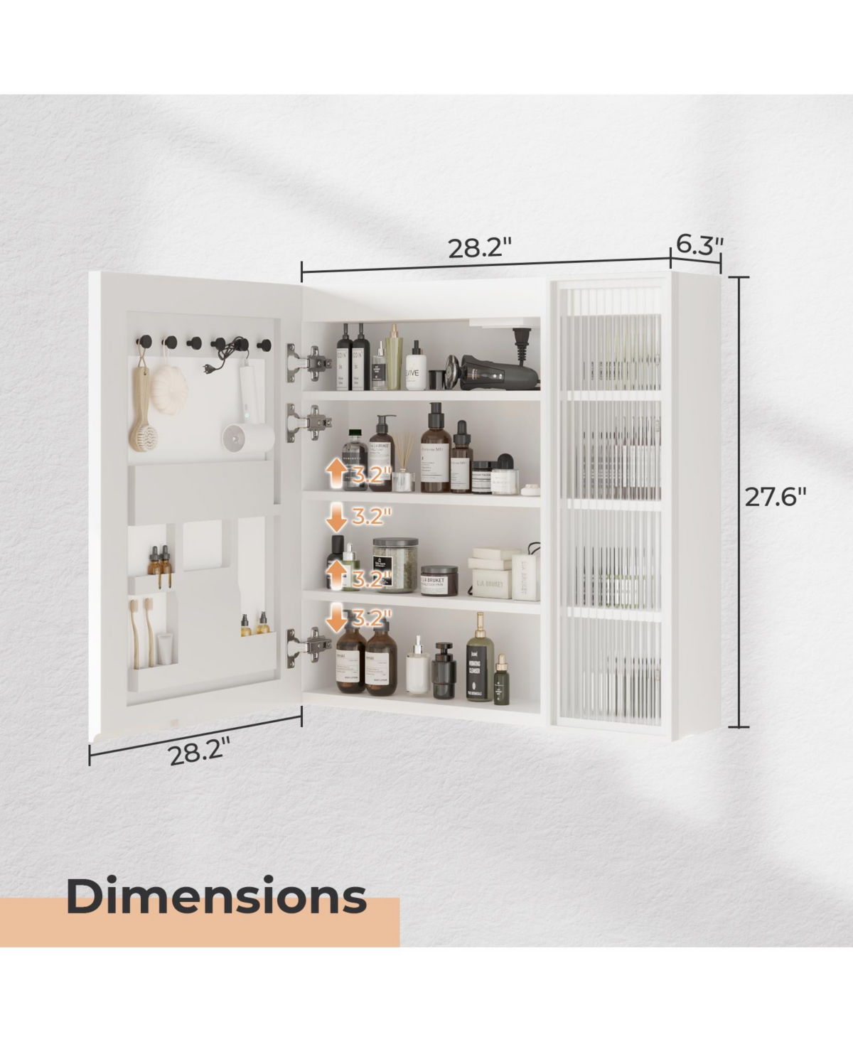 Slickblue Led Bathroom Cabinet with 8 Shelves and Smart Display