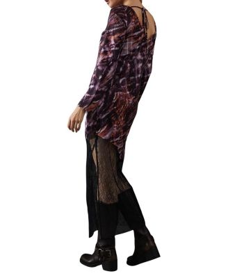 Women's Column Lace Panel Midi Dress