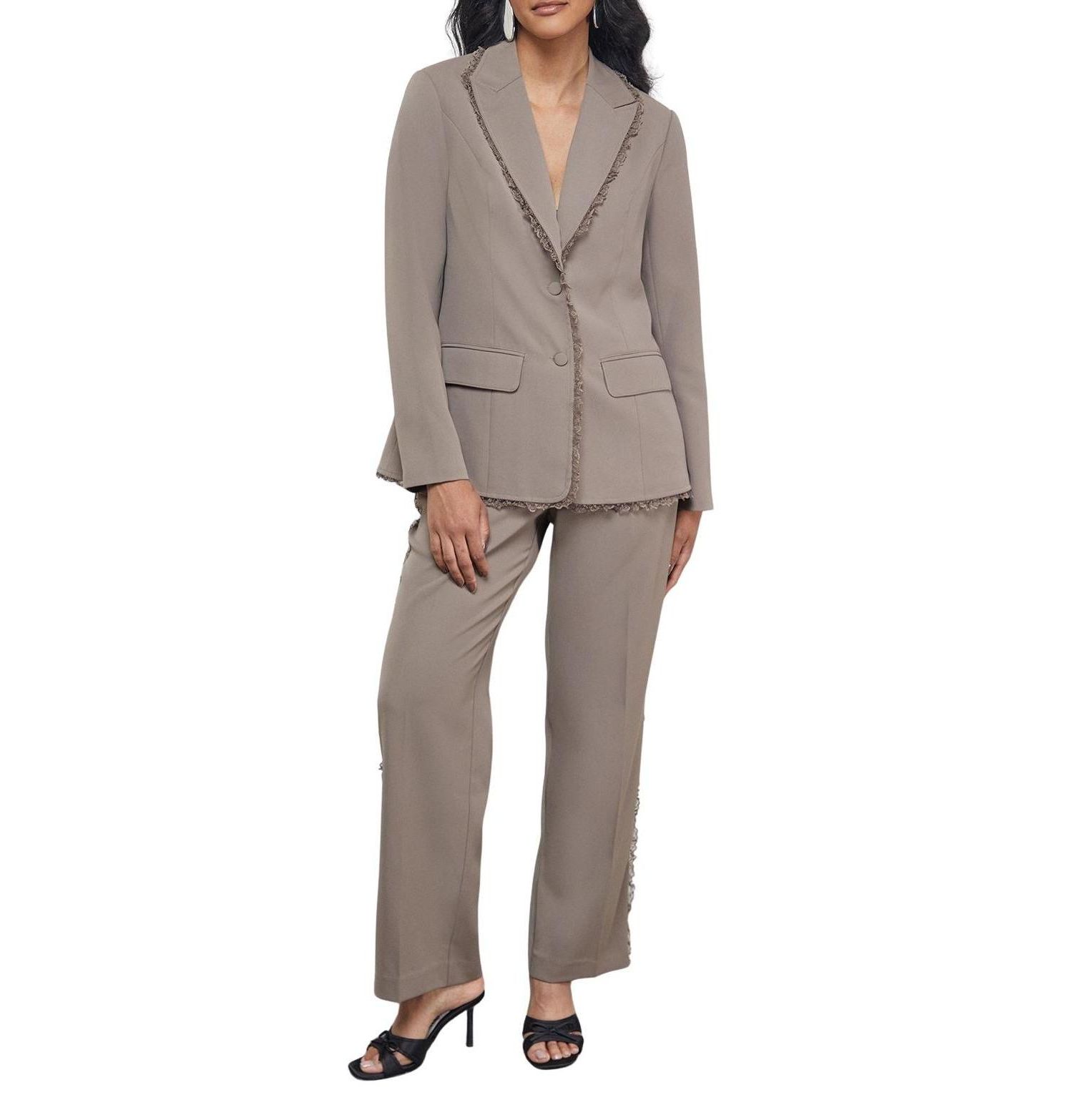Women's Oversized Lace Frill Trim Blazer