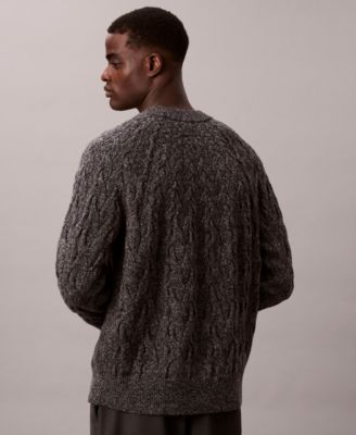 Men's Lambswool Blend Cable-Knit Crewneck Sweater