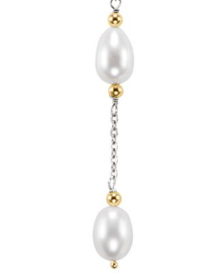 Freshwater Pearl Necklace (8-9mm) in 14k Yellow Gold Beads and Sterling Silver