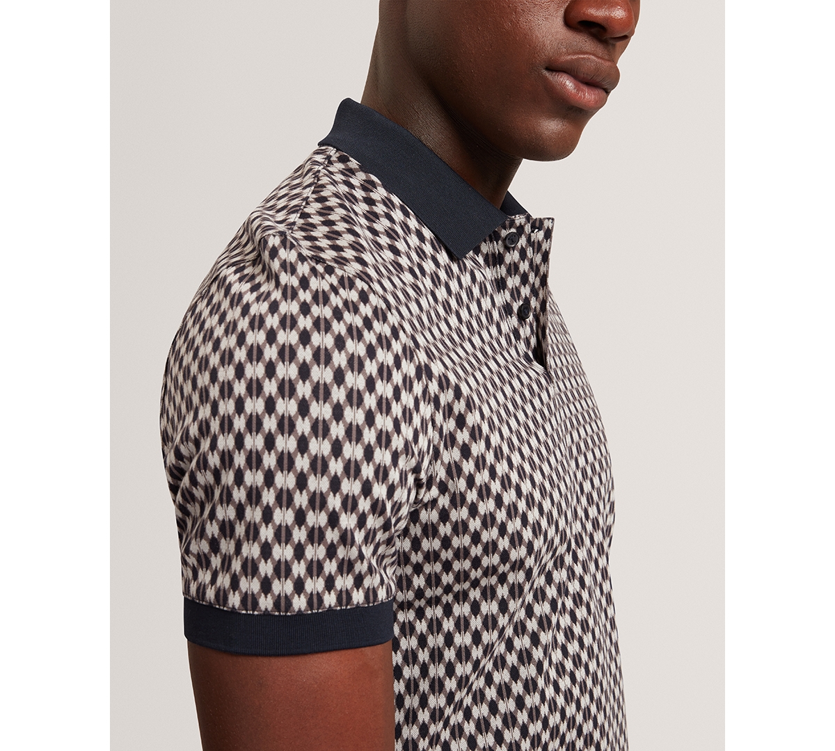 Ted Baker Ernist Short Sleeve Geo Jacquard Cotton Polo In Blue