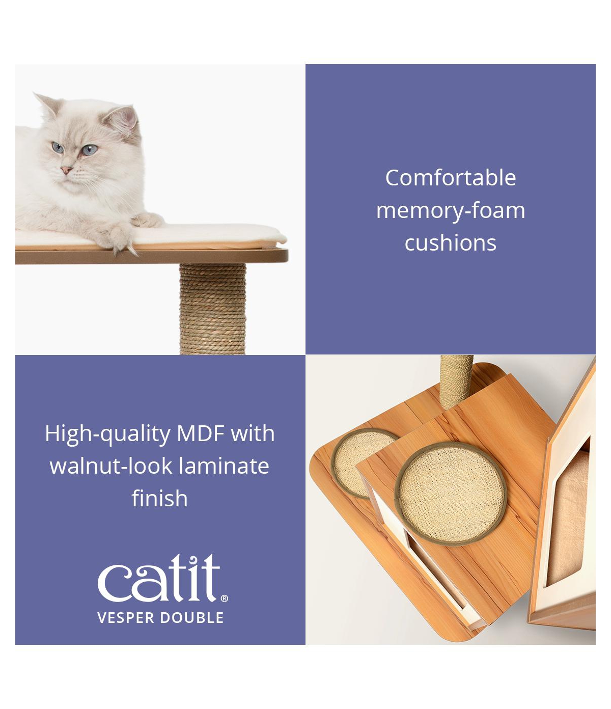 Vesper Cat Furniture, V-Double, Walnut