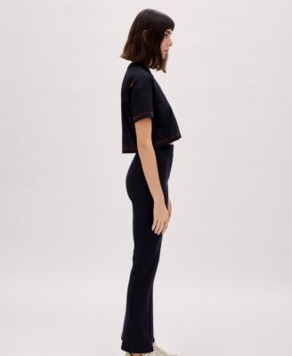 Women's Cotton Stitch Detail Cropped T-Shirt