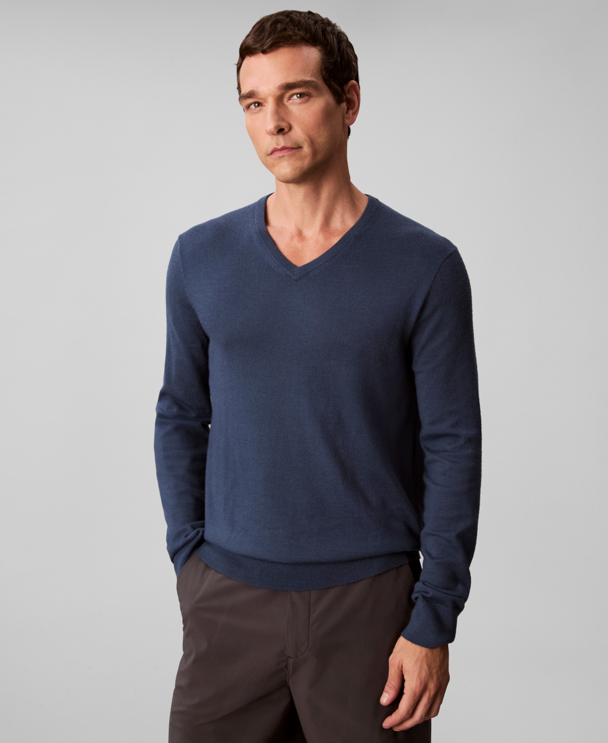 Calvin Klein Men's Merino Wool Blend V-neck Sweater In Blue