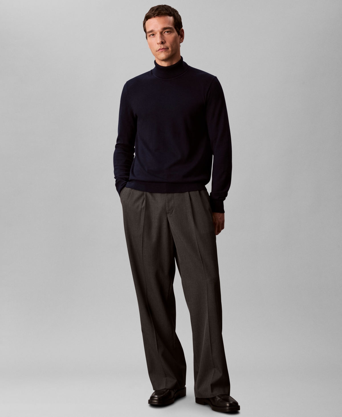 Calvin Klein Men's Merino Wool Blend Turtleneck Sweater In Blue