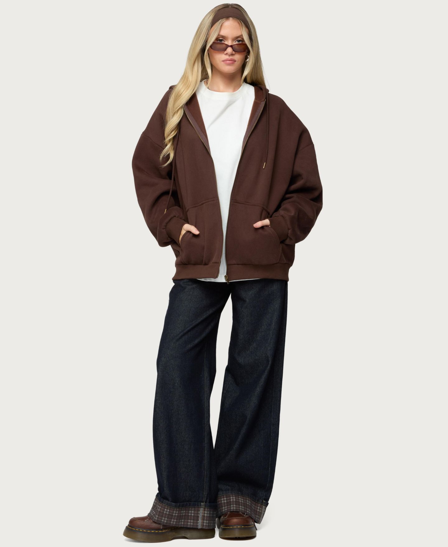 Женское худи Edikted Polyester Cotton Elvie Oversized, цвет: Коричневый — фото 4
