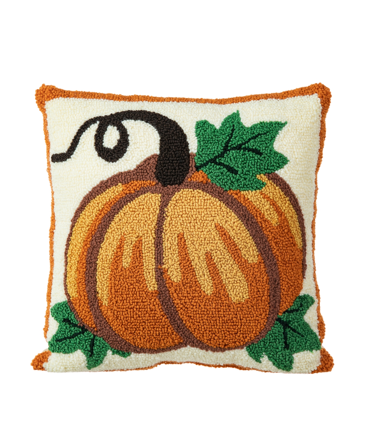 Glitzhome Fall Hooked Sunflower Decorative Pillow, 14" x 14"