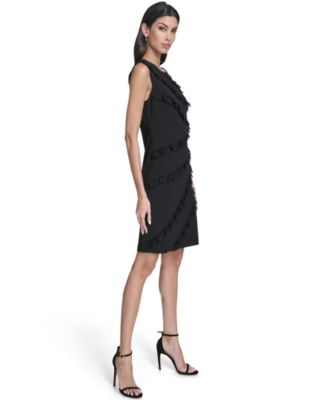 Women's Jewel Neck Asymmetrical Design Short Dress