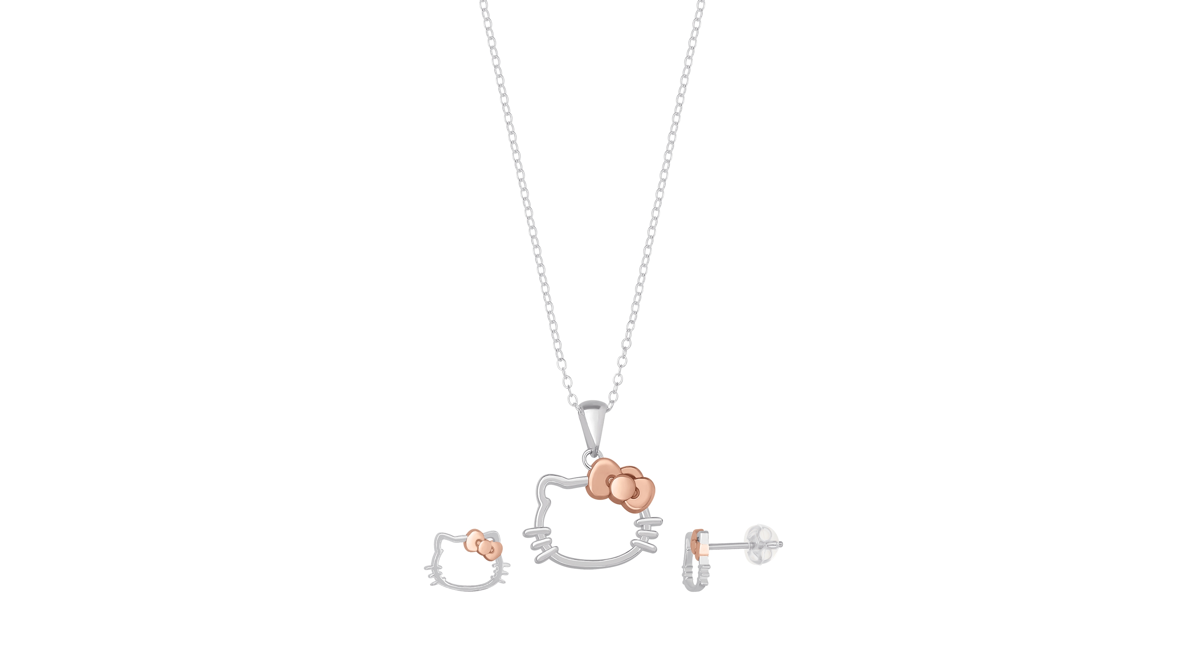 Macy's 2-Pc. Two-Tone Hello Kitty Necklace and Earrings Set in Sterling Silver