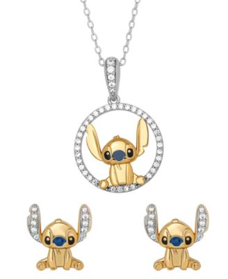 Disney - 2-Pc. Cubic Zirconia Stitch Necklace and Earrings Set in 18k Yellow Gold Over Sterling Silver