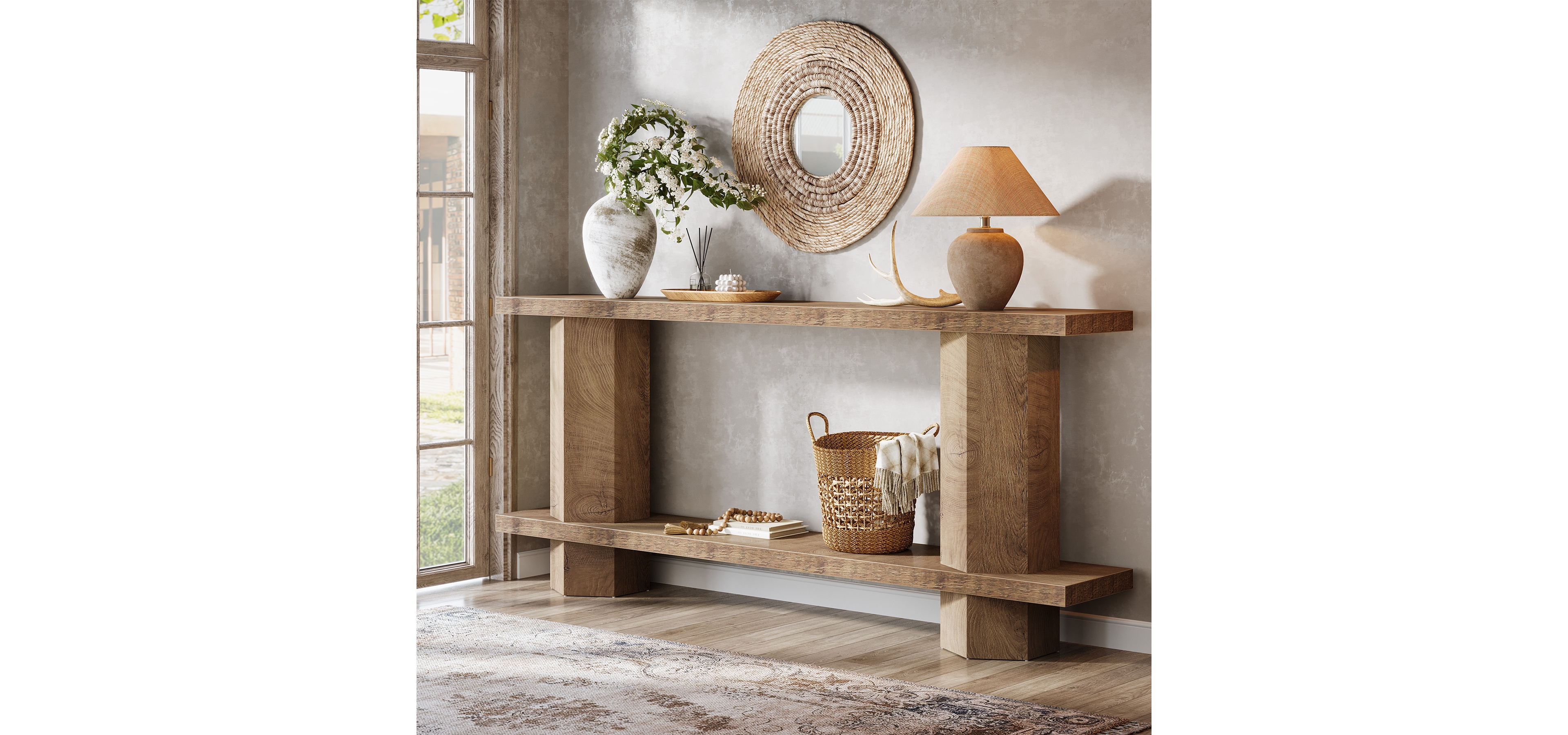 Tribesigns 71-Inch Long Console Table for Entryway, Wooden Sofa Table Behind Couch