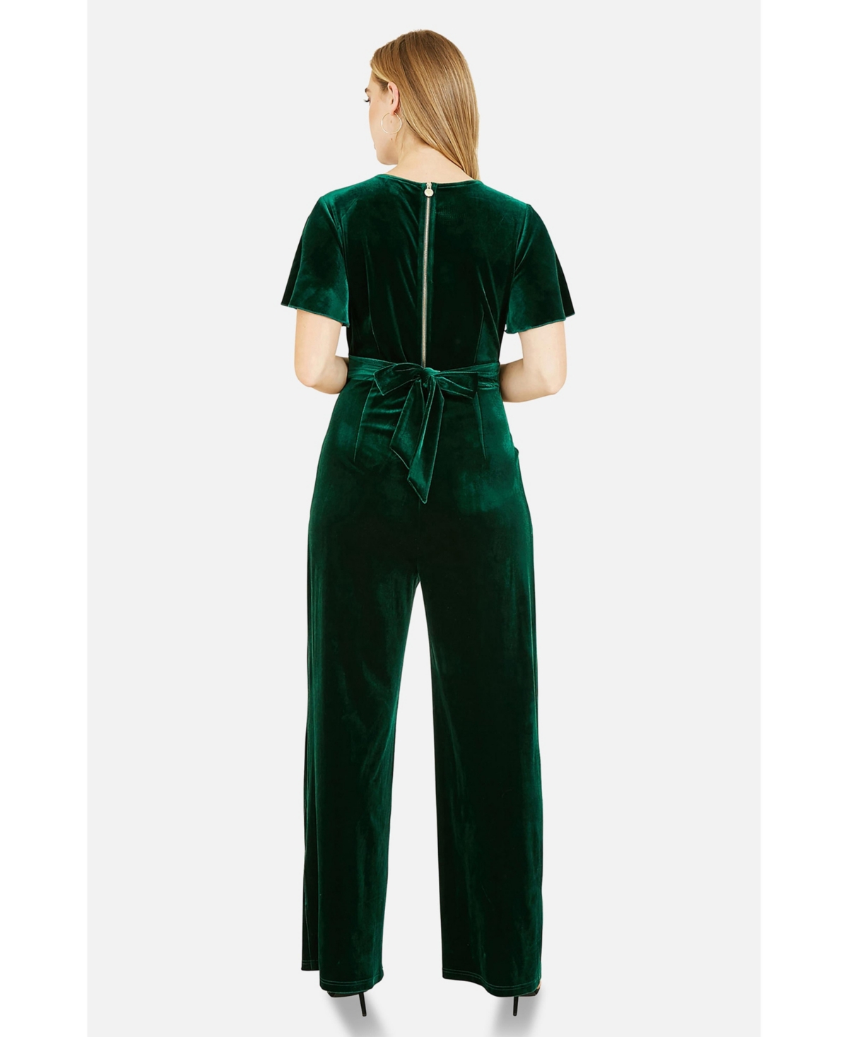 Yumi Women's Angel Sleeve Velvet Jumpsuit