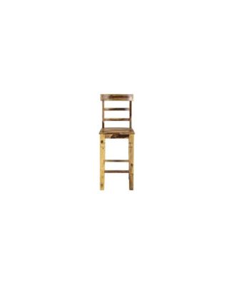 Taos Solid Sheesham Wood Ladderback 30" Bar Height Bar Stool, Natural (Set of 2)