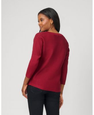 Women's Ribbed Dolman Sweater with Hotfix Detail
