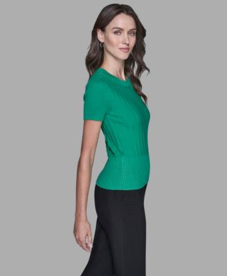 Women's Ribbed Short-Sleeve Sweater 