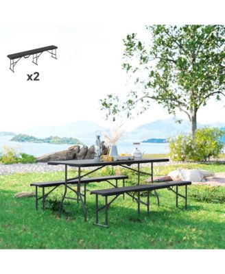 2 Pack 6 ft. Plastic Folding Benches,