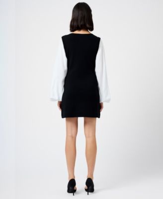 Women's Mixed Media Round Neck Mini Dress