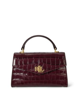 Crocodile-Embossed Small Farrah Satchel Bag