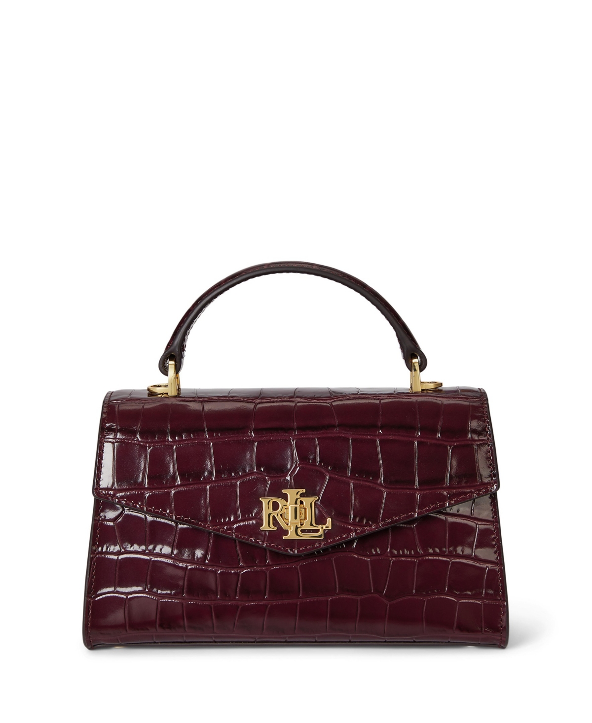 Ralph Lauren Embossed Farrah Small Satchel Bag In Burgundy