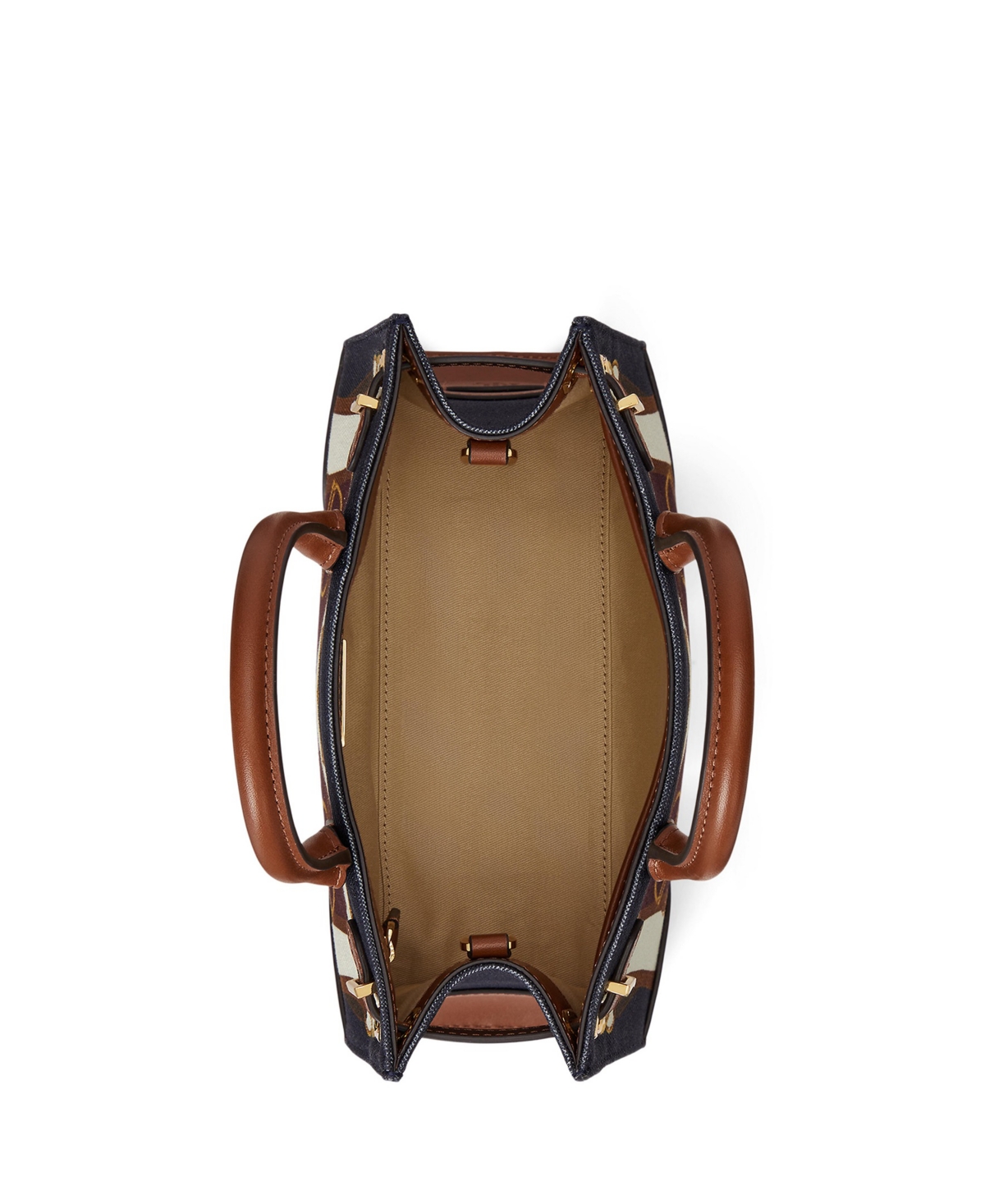 Ralph Lauren Belting-print Devyn Tote Bag In Brown