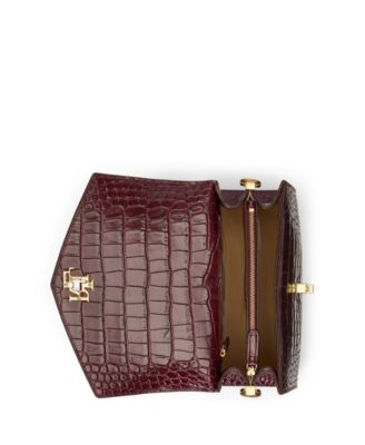 Crocodile-Embossed Medium Farrah Satchel Bag