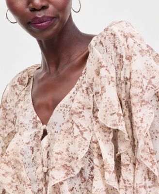 Women's V-Neck Ruffle-Front Top, Macy's Exclusive 
