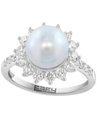 Freshwater Pearl (12mm) and Lab Grown Diamond Ring (1-1/2 ct. t.w.) in Sterling Silver