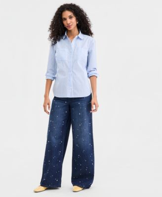 Women's Woven Striped Button-Down Shirt, Macy's Exclusive