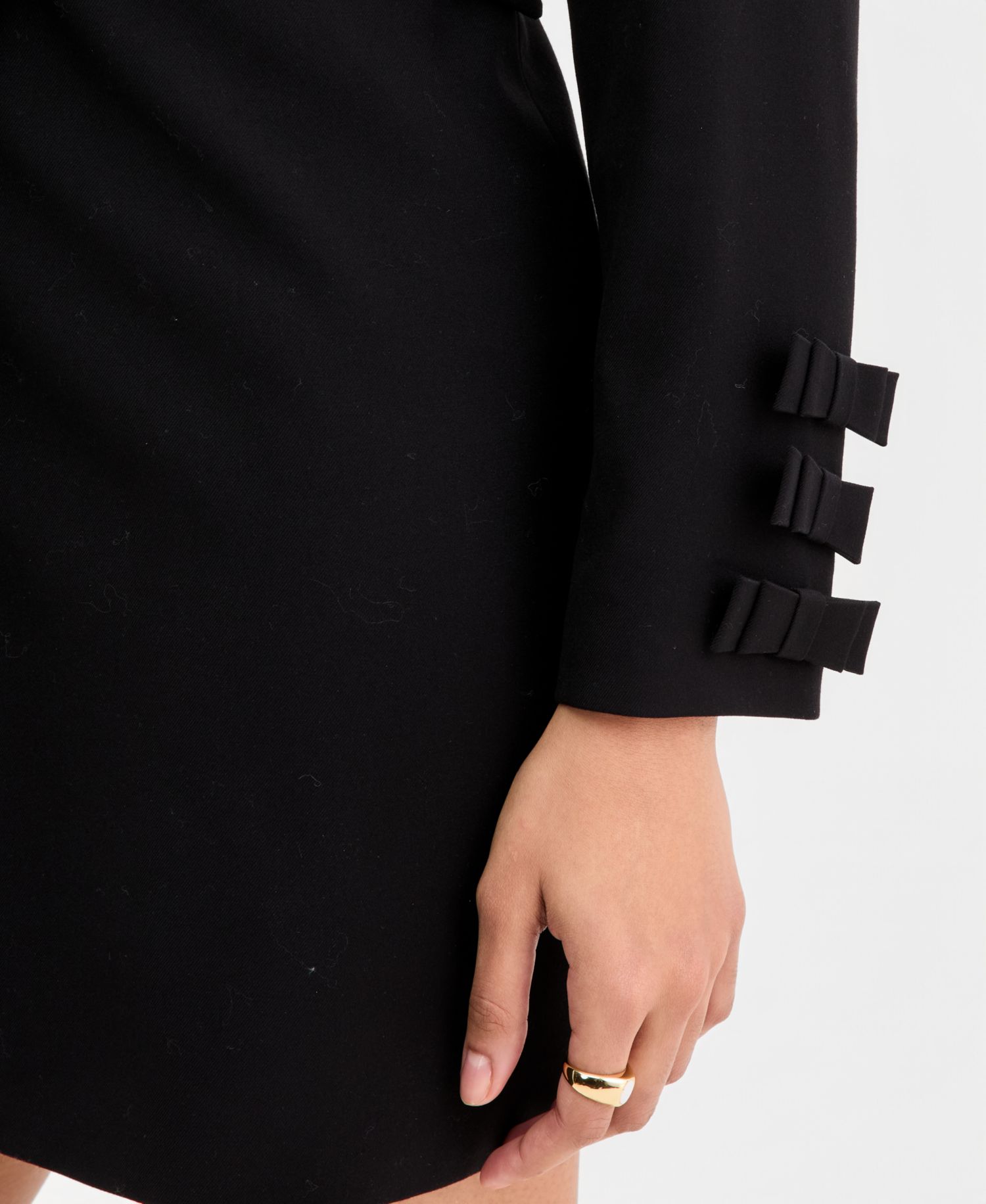Women's Woven Tuxedo Bow Mini Dress
