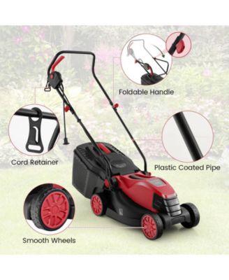 12-AMP 13.5 Inch Adjustable Electric Corded Lawn Mower with Collection Box