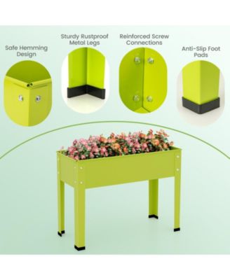 Metal Raised Garden Bed with Legs and Drainage Hole-24 x 11 x 18 inches