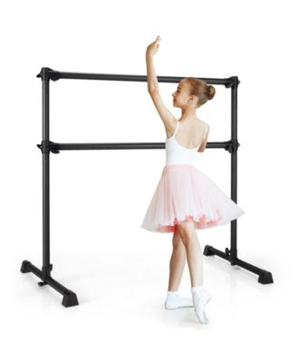 4 Feet Double Ballet Barre Bar With Adjustable Height-Black.