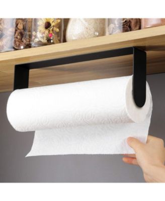 Self-Adhesive Stainless Steel Under-Cabinet Paper Towel Holder Rack