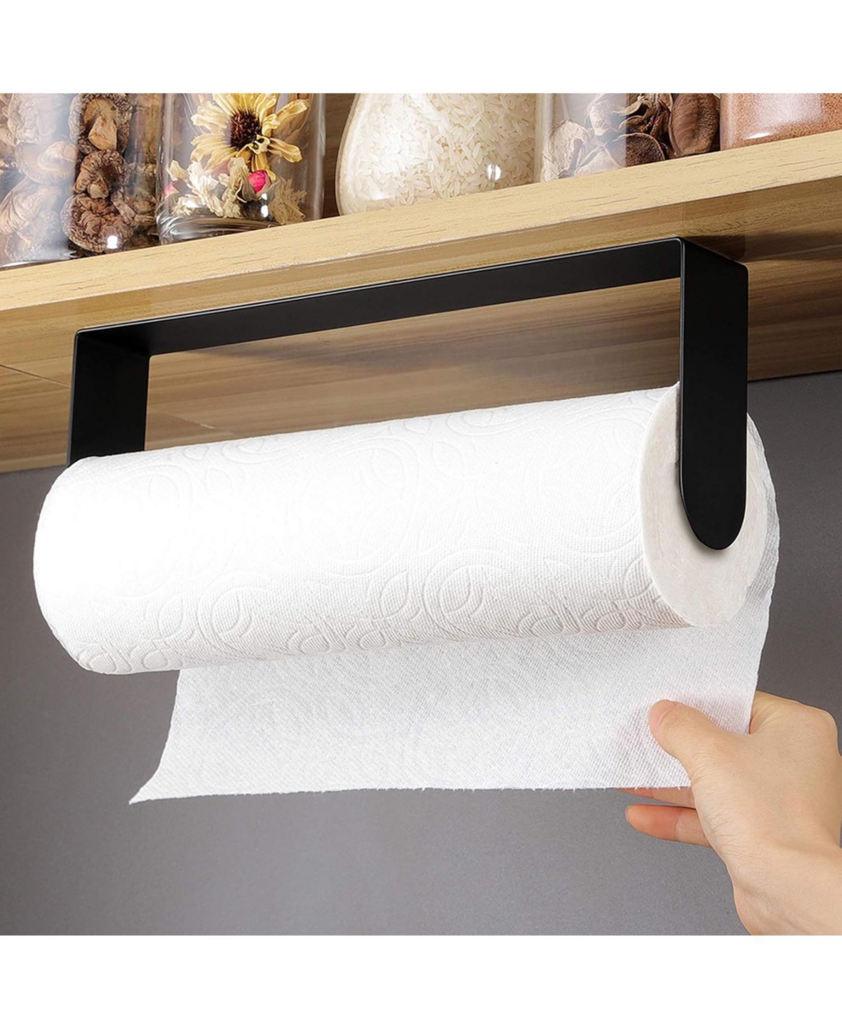 Yigii Self-Adhesive Stainless Steel Under-Cabinet Paper Towel Holder Rack