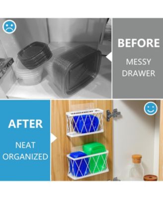 3 Pack Adhesive Cabinet Door Organizer - Lid Storage Organizer for Tupperware, Wall Mounted Pantry Door Organizer Kitchen RV Storage Wall