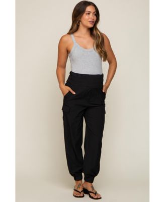 Maternity Black Cargo Pocket Joggers