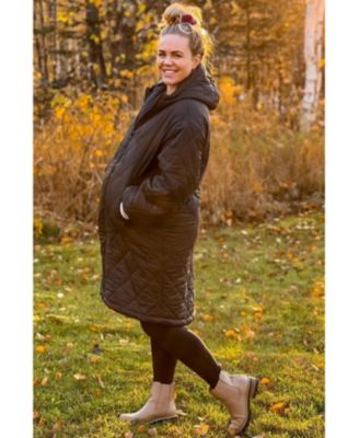 Maternity Olive Quilted Long Puffer Jacket