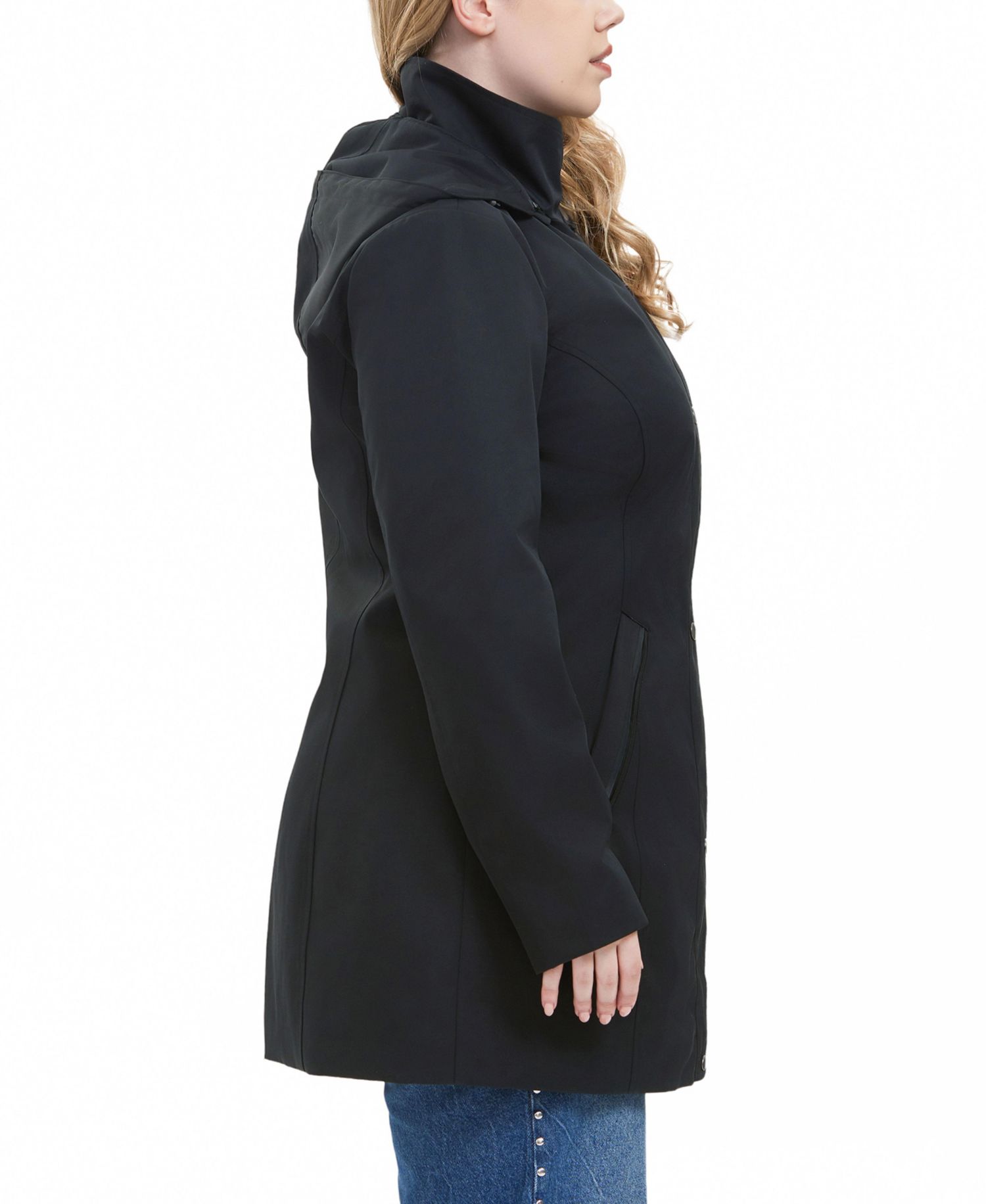 Plus Size Water-Resistant Hooded Anorak Jacket