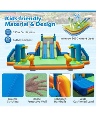 Kids Inflatable Water Slide with 2 Long Slides and 2 Soccer Gates with 1100W Blower