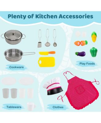 Wooden Kitchen Playset with Lights and Sounds for Ages 3+-Gray