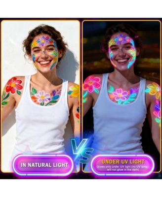 8 Colors Face Paint Markers, Makeup Glowing Face Painting Pens Kit for Adult Festival Glow Party