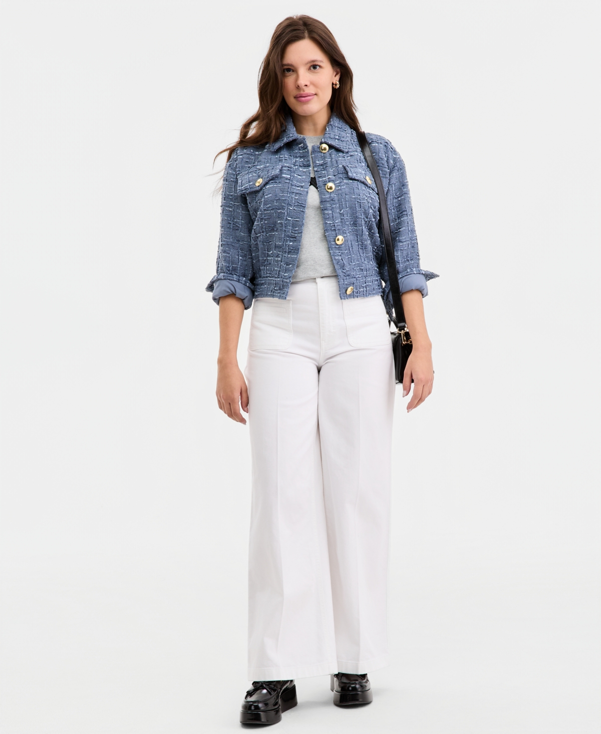 On 34th Women's Woven Solid Cropped Tweed Jacket, Macy's Exclusive