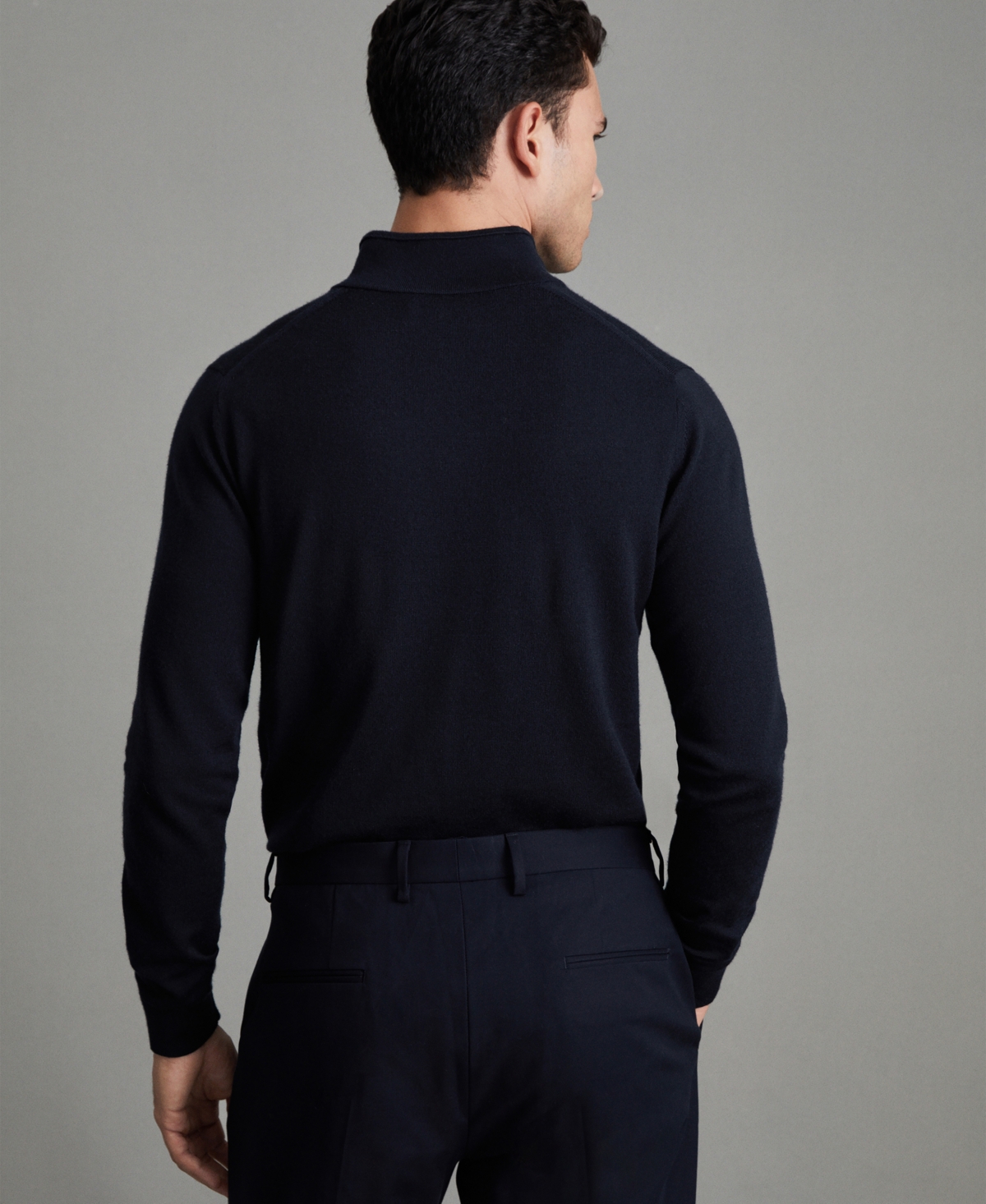 Reiss Men's Merino Wool Half-zip Funnel Neck Sweater In Blue