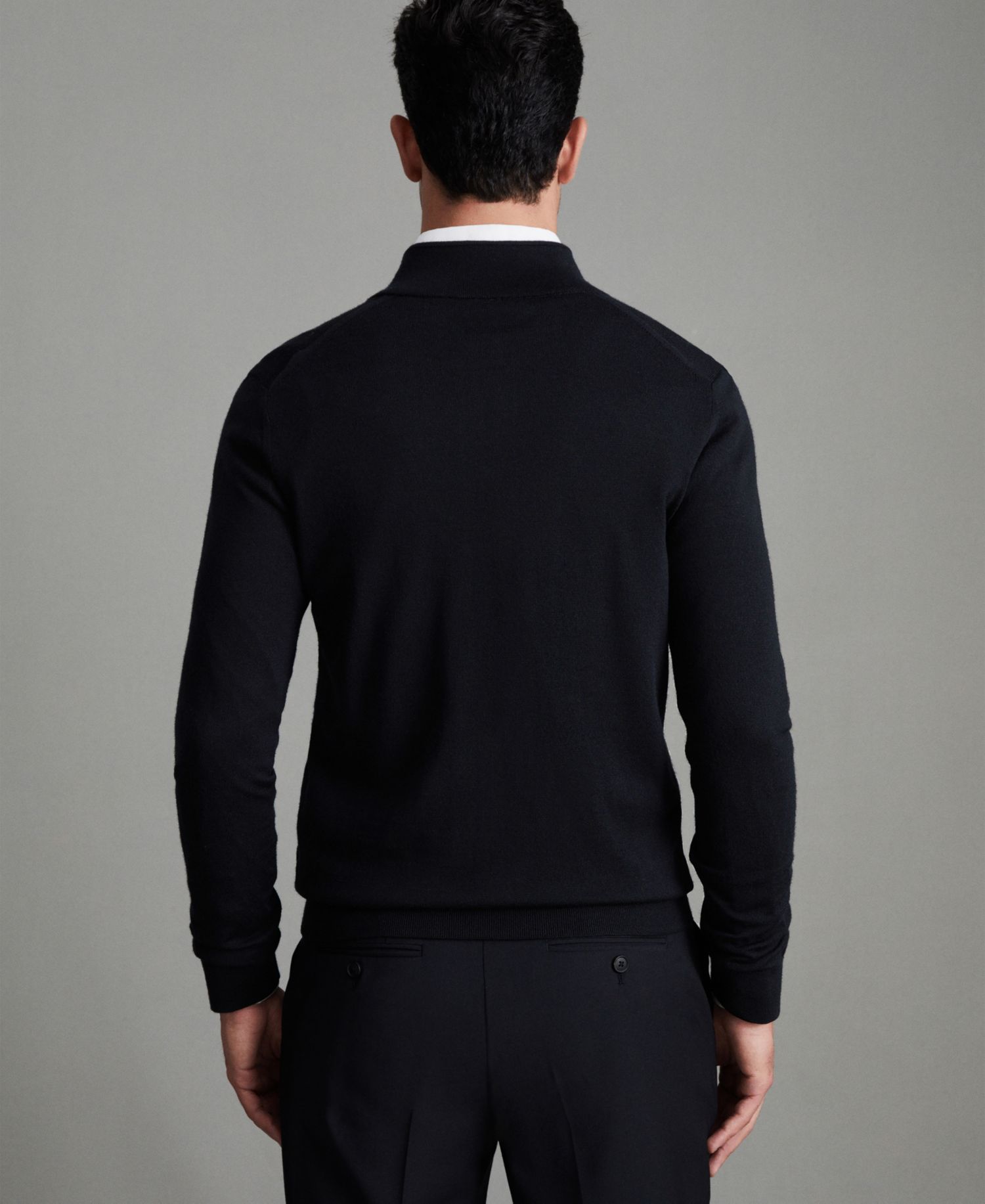Men's Hampshire Merino Wool Funnel-Neck Cardigan