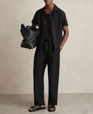 Men's Textured-Knit Cuban-Collar Shirt