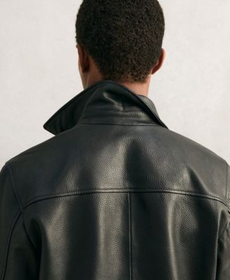 Men's Grained-Leather Zip-Through Jacket