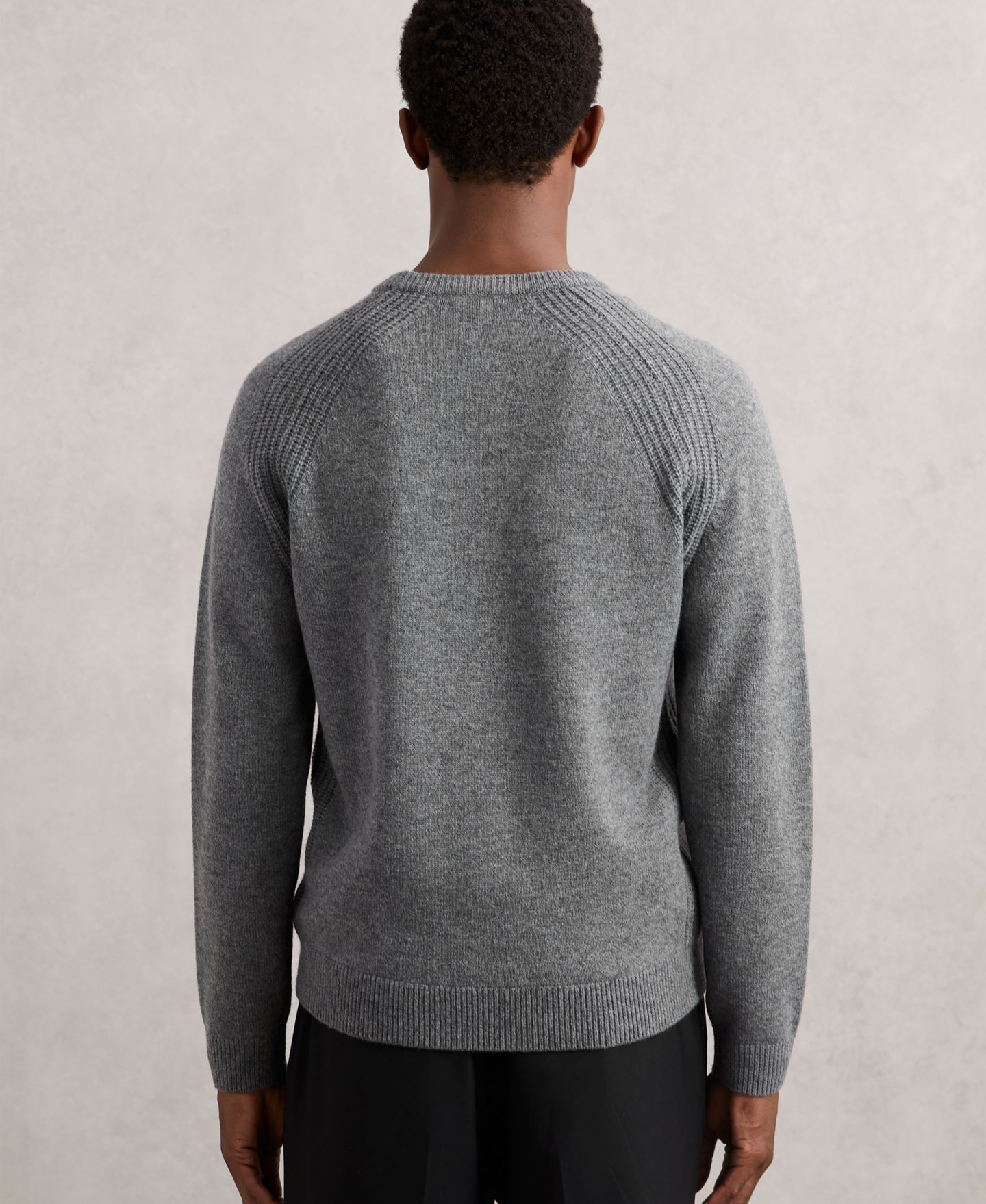 Мужской свитер REISS Foulton Wool-Cashmere Reverse-Seam, цвет: Серый меланжевый — фото 5