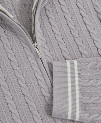 Men's Half-Zip Cable-Knit Wool Sweater