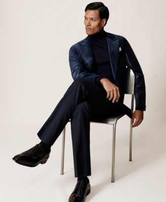 Men's Single-Breasted Velvet Slim-Fit Blazer